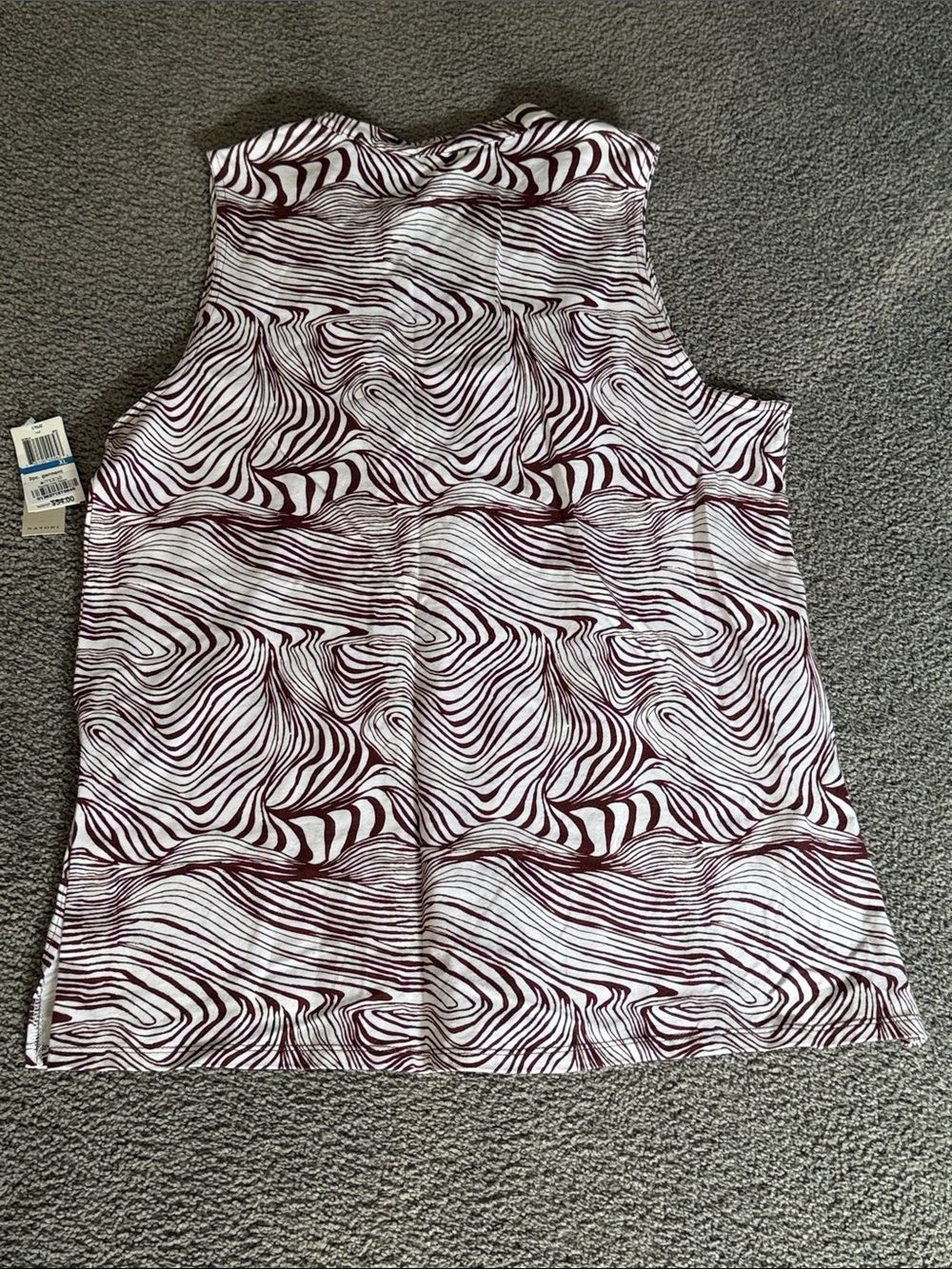 Natori Cruz Sleeveless Wide-Leg 2 Piece Set. White/Brown Wave Print. Size XL - Picture 7 of 8